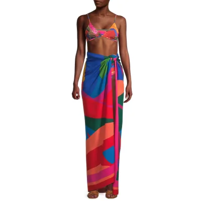 HL Manufacturer Floral Geometric Printed Sheer Pareo Beach Cover up Swimwear Beachwear Women Custom logo Sarong