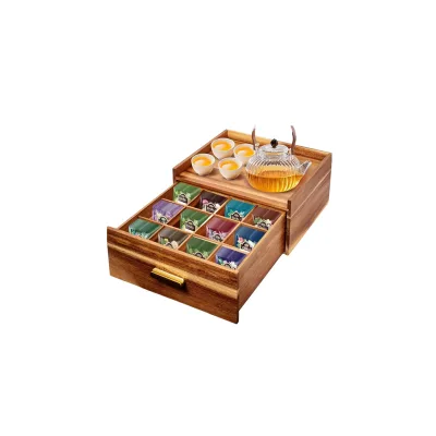 Custom Tea Bag Storage Box, Wooden Hot Tea Bag Drawer Storage, Coffee Station Tea Box, Sugar Bag, Sweetener
