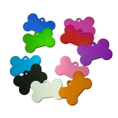 38MM Dog Tag Bone Shaped Pet Crafts Aluminum ID Tag Anti-loss Cat Collar Pendant Key Ring Pendant
