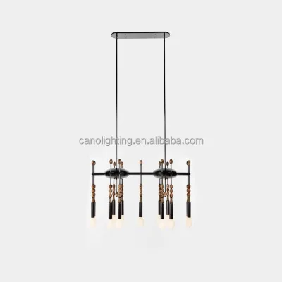 Classic Gemstone Beads Aged Brass Glass Lampshade Pendant Lamp Suitable for Luxury Villa Hotel Interior Decoration Lighting