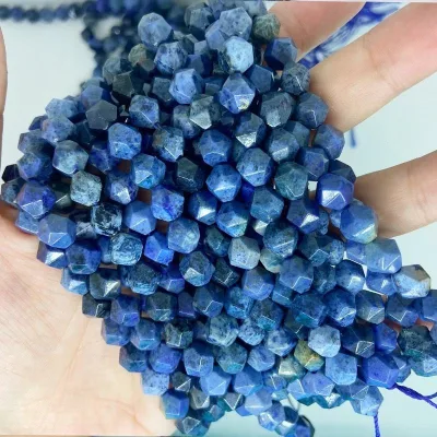 High Quality 10mm Nature Bule Grey Moonstone Labradorite Hexagonal Faceted Beads DIY Gem Stone Jewelry Making Bracelet