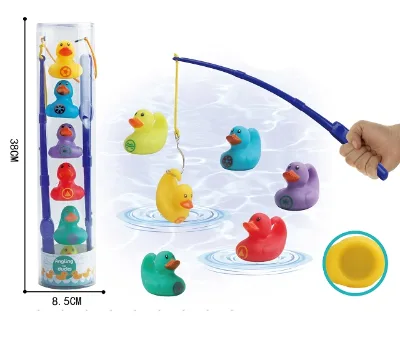 DF PVC New Design Kids Bath Toys Magnetic Fishing Toys Flash Catch Duck Fishing Toys Best Selling Products 2022