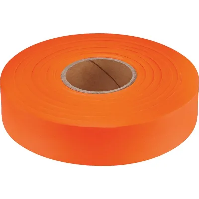 PVC Vinyl Presco 1/2inch 150ft 300ft Fluorescent Neon Orange Danger Warning Non-adhesive Flagging Tape