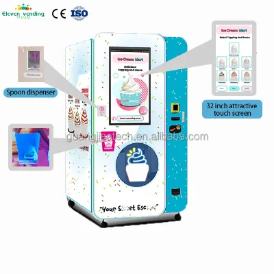 Innovative Custom Out Indoor Automated Soft Ice Cream Vending Machine Automatic Self-Serve Ice Cream Making Machine Card Payment