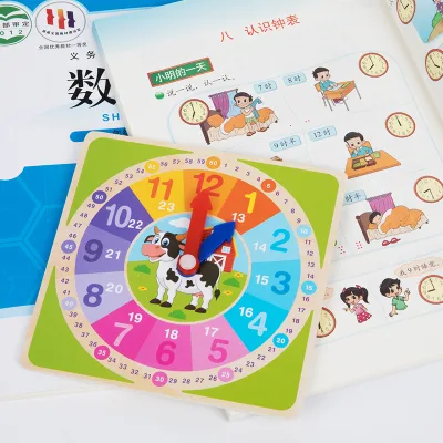 The New Products Children Mini Cartoon Figure Time Clock Cognition Board Games Montessori Educational Toys for Kids Boys & Girls