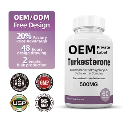 OEM Private Label Turkesterone 10% Capsules Hydroxypropyl-Cyclodextrin Enhanced Absorption Muscle Growth Supplement Adult Use
