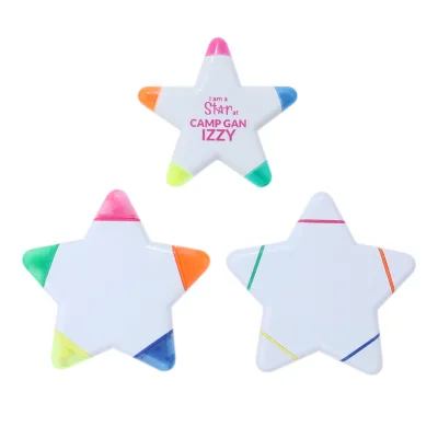 5 in 1 Star Shape Marker Pen Highlighter Customized Brand Logo Promotional Colorful Highlighter