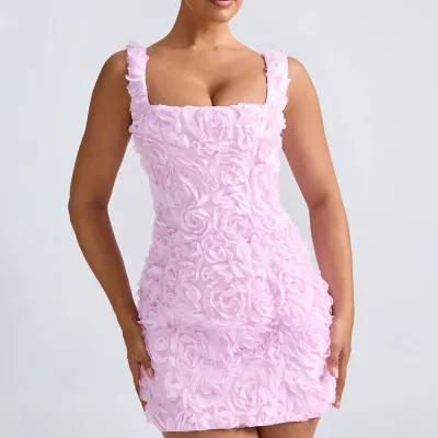 New Fashion Solid Color Mini Bodycon Dress for Women Backless Sleeveless with Pleated Design Sexy Stylish Natural Waistline