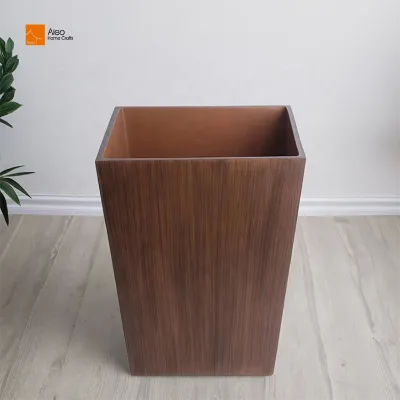 Eco Hotel Room Trash Can and Office Household Kitchen Waste Bin Durable Bathroom Trash Can With Wooden Grain