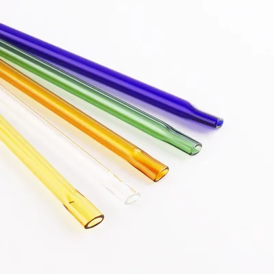 Customizable Creative Colorful Heat Resistant Glass Straw Transparent Lip Protecting Glass Tube for Drinkware Accessories