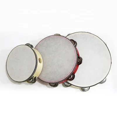 Customer Service Wood Tambourine Hand Drum Musical Instrument Wooden Tambourine Party Church Tambourine with Double Row Jingle