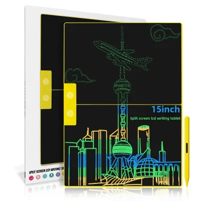 15-Inch Split Screen LCD Writing Tablet Colorful Pen Board with Plastic Light Energy Small Size Doodle Drawing Toy for Children