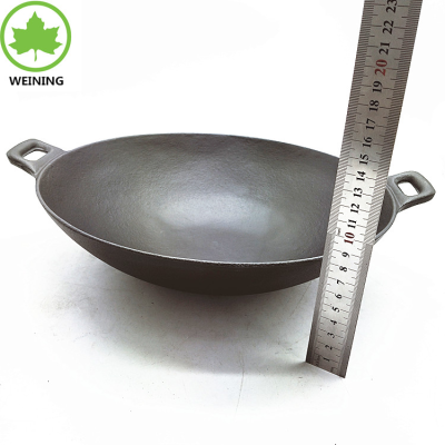 Asian Traditional Cookware Cast Iron Japanese Wok Korean Wok With Double Handles
