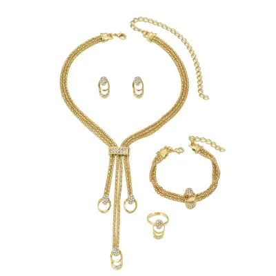 New Fashionable New Women's French Gold Plated Jewellery Set 4 Pieces Women Noble Zircon Jewellery Party Wedding GIFT Necklace