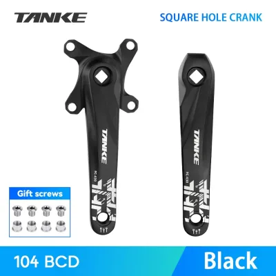 TANKE Square Taper MTB Crankset 170mm,104BCD Round 32/34/36/38/40/42/44T Wide Narrow Bicycle Single Chainring Crank Arms