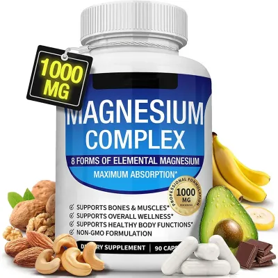 Wholesale Customize 90 Magnesium Complex Capsules Digestive Support Natural Energy Supplement Private Label Manufacturer