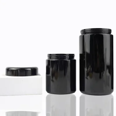 Factory Custom UV Blocking Glass Jars Food Grade Dark Violet Wide Mouth Glass Storage Jars for Skincare Balm Spice Packaging