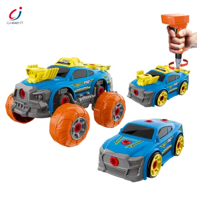 Chengji Plastic Car Assembly Toy Screwdriver Education Electric Drill 3in1 Deformation Model Play off Road Car for Boy Toy