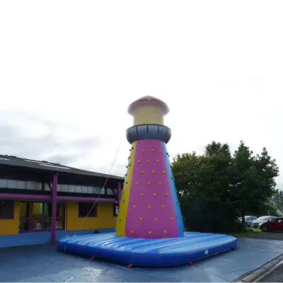 Direct Factory Price 4-Track Inflatable Climbing Tower 8x8x9m Giant Inflatable Lighthouse with LED Headlight, Commercial PVC