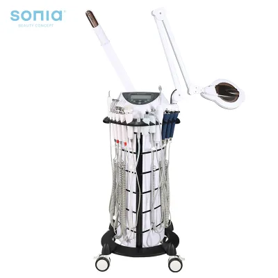 9 in 1 Multifunction Commercial Beauty Instrument Facial Steamer with Magnifying Mirror & Essential Touch-Screen Control Machine