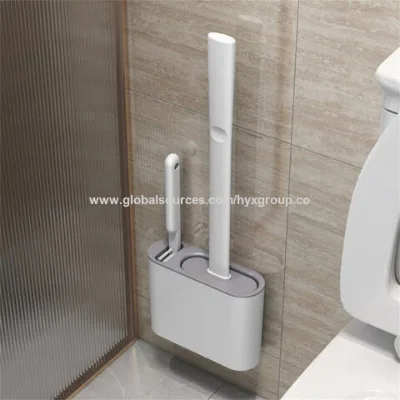 Silicone TPR Toilet Brush and Holder Toilet Bowl Brush with Holder Set Wall Hanging Toilet Brush