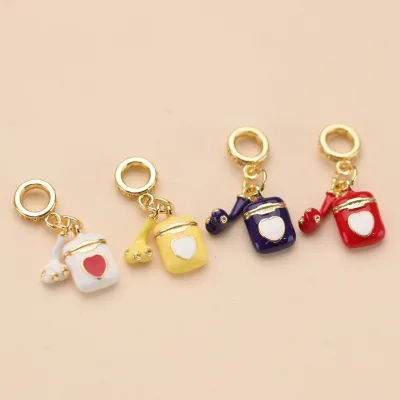High Quality Gold Plated Dripping Oil Enamel Bracelet Dangle Charms Earbuds Headset Earphone Shape Pendant For Jewelry Making