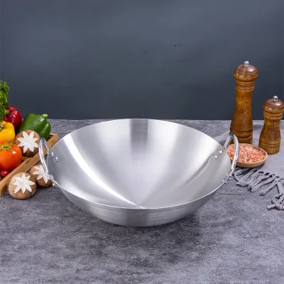 Thickened Wok Commercial-grade Cooking Pan for Restaurants Traditional Steel Wok Non-stick Round-bottom Stir-fry Pan