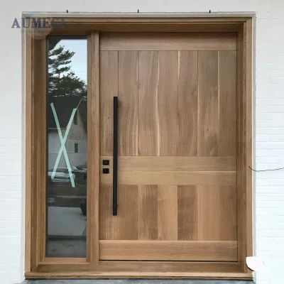 AUMEGI Modern Waterproof Entry Doors Solid Wood Luxury Residential Security Doors with Frame Style