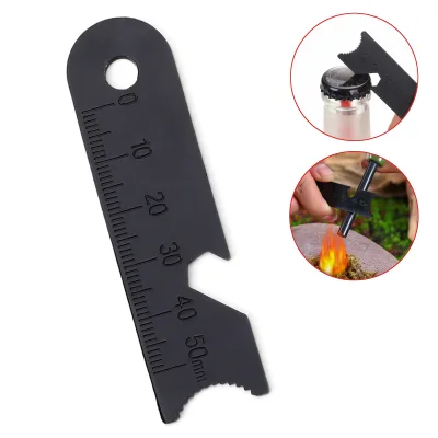Outdoor Camping Multifunctional Ferro Rod Striker Scraper, 1:100000 Map Ruler Bottle Opener Outdoor Firestarter Tools
