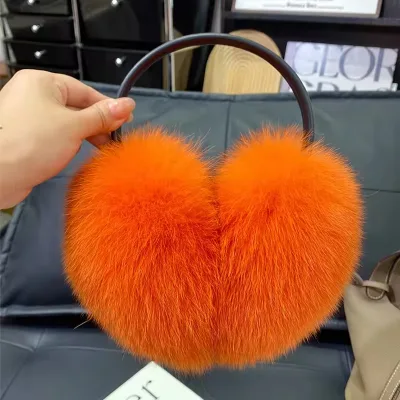 Wholesale Soft Protective Earmuffs Winter Outdoors Luxury Design Fur Ear Covers Custom Winter Warm Plush Fluffy Fox Fur Earmuff