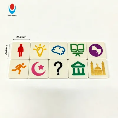 Square Shape Custom Printing Plastic Tokens Printable Game Educational Learning Token Counting Chips Board Game Accessories
