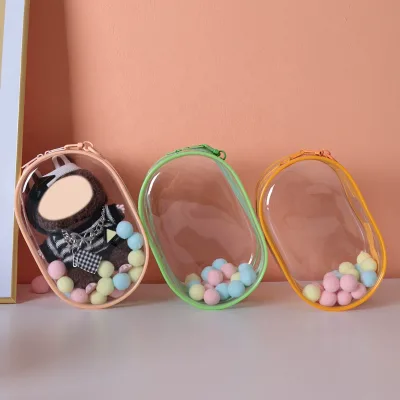 Portable PVC Hanging Doll Cover Pouch with Keychain for 18cm Dolls Protective Small Doll Storage Pouches PVC Bag