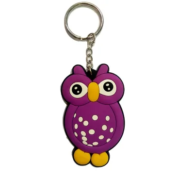 Factory Cheap Giveaway Souvenir Rubber Keyring 2d Custom Animal Shaped Cute Owls Soft Pvc Keychain for Return Gifts