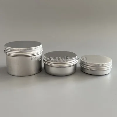 Customized Round Matte Black Color 140ml 5ml 15ml 30ml 500ml Aluminum Jar 1 Gram 5g 250g Screw Metal Lock Aluminum Tin Jar