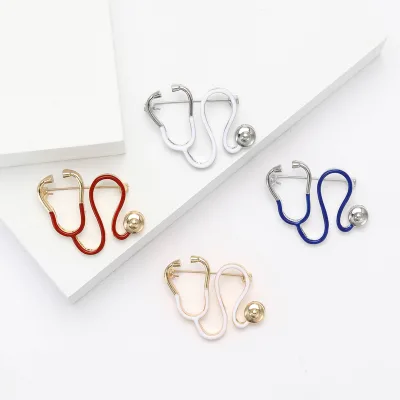Creative Medical Badge Lapel Pin Doctor Nurse Pin Accessories Alloy Enamel Stethoscope Brooch Pin for Cloth Decoration