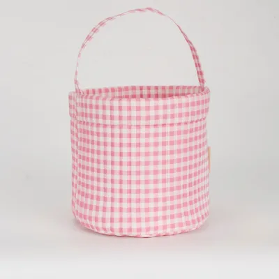 For White Gingham Quilted Zipper Soft Handle Foldable Large Capacity Portable Cosmetic Storage Bag Makeup Organizer for