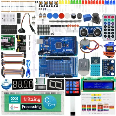 Adeept Ultimate Starter Kit for Arduino Mega2560 LCD1602 Stepper Motor ADXL345 Wi-Fi App Remote Control with PDF Guide