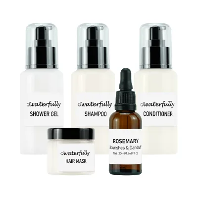 80ml Travel Wholesale Shampoo Natural Rosemary Hair Oil Anti-dandruff Shampoo Set Moisturizing Hair Mask Nourishing Shower Gel