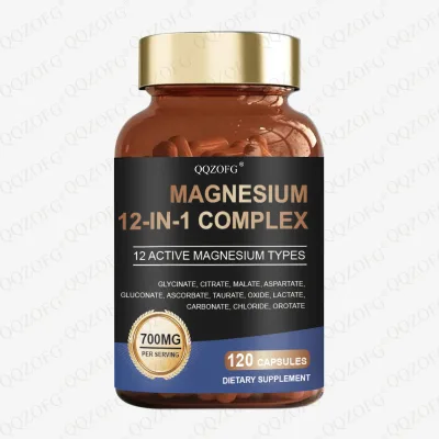 OEM Wholesale MAGNESIUM 12 in 1 COMPLEX 700MG MAGNESIUM Heart Sleep Bone Health 120 Capsules