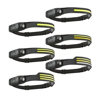 COB LED Headlamp Sensor Headlight with Built-in Battery Flashlight USB Rechargeable Head Lamp Torch 5 Lighting Modes Work Light