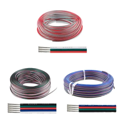 FPC Adhesive Flat Cable RGB 22AWG Extension LED Lighting Cable Green Wire Lights Led Copper Wire String 2/3/4/5 Pin