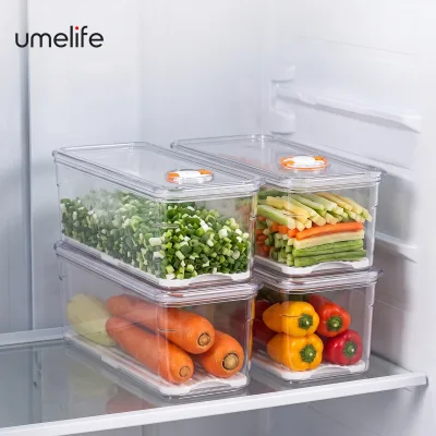 PET Food Grade Moisture-Proof BPA Free Fridge Storage Crisper Box with Clear Plastic Lid for Organized Kitchen