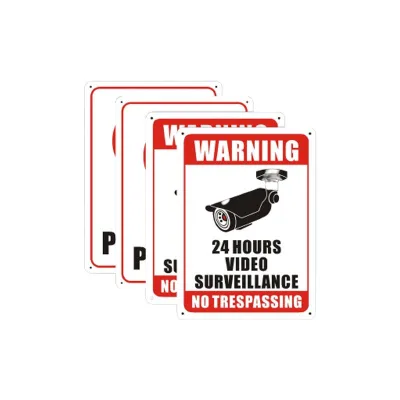 Alumetal Traffic Sign Board 24-hour Safety Camera Warning No Trespassing Family Property Protection Durable Customizable Size