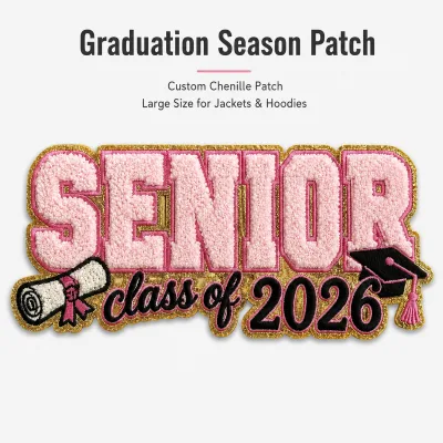 Wholesale Custom Chenille Patches Class of 2026 Graduation Season Patch Large Size for Jackets Hoodies Bulk