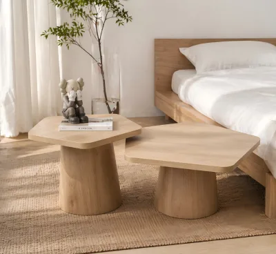 Solid Wood Pentagonal Coffee Table Combination, Small Living Room, Creative Coffee Table, Wabi Sabi Style, Size Tea Table
