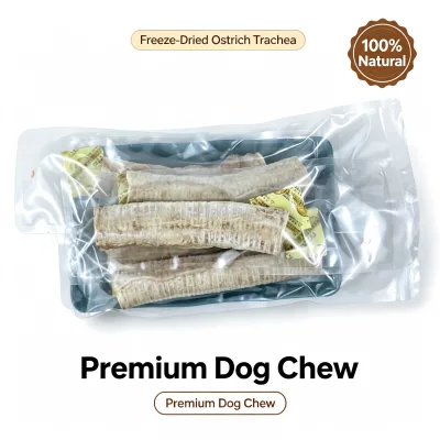 Natural Novel Protein Dental Long Lasting Chew Treat For Dogs Puppies Adult Large Breeds Hot Sale Freeze Dried Ostrich Trachea