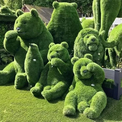 Customized Outdoor Theme Garden Large Plastic Artificial Grass Topiary Plants Hand-made Green