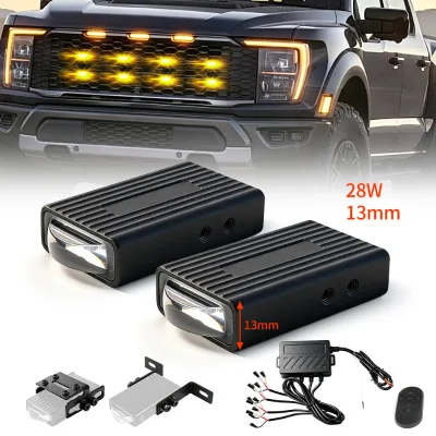 Hyper Thin Motorcycle LED Fog Driving Light Auxiliary 3inch Dual Color Spot Beam Adjustable Grille Lamp Car with 12v Control Box