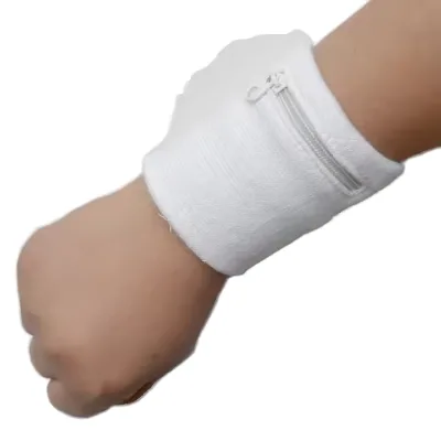 Factory Supplied Sports Wrist Support with Absorb Zipper Pocket Sweat Wrist Band