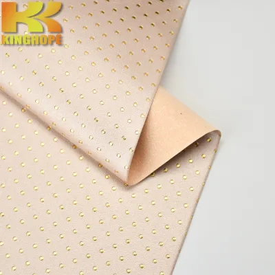 Gold Dot Embossed FauxLeather for Shoes Bags Craft DIY